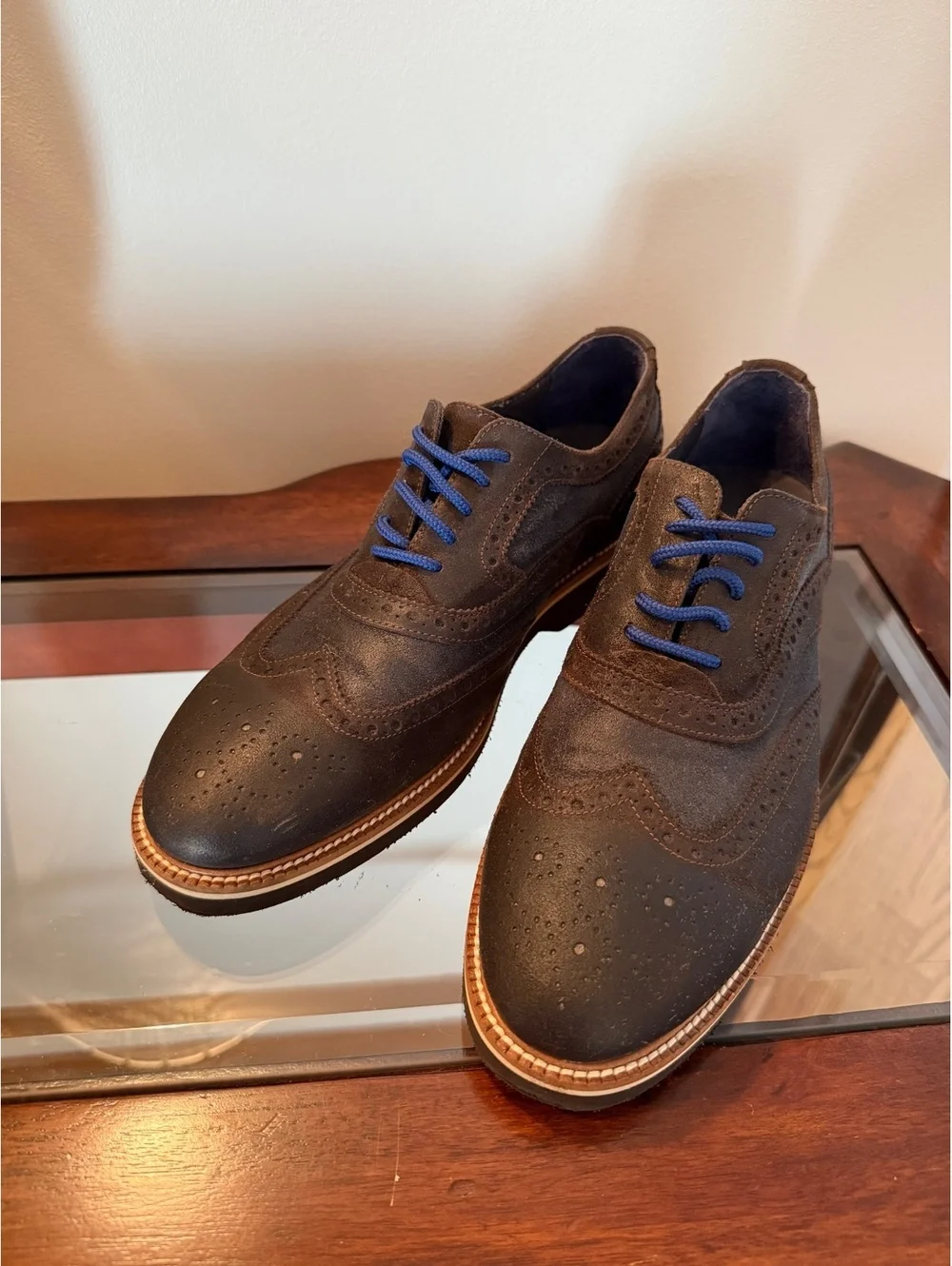 Meattini Shoes Italian Wingtip Oxford Brogue Leather Shoes Men’s Size 43 US 10